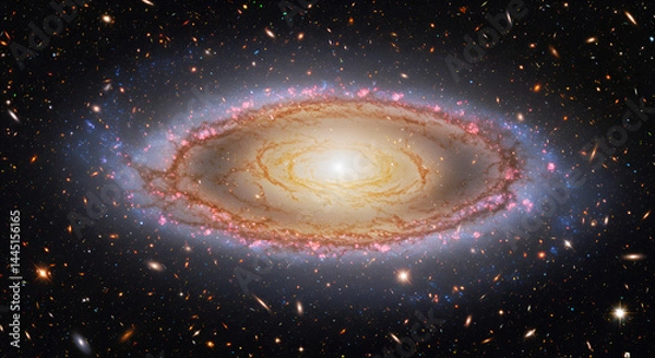 Fototapeta Spiral galaxy with vibrant colors and details against a deep space background