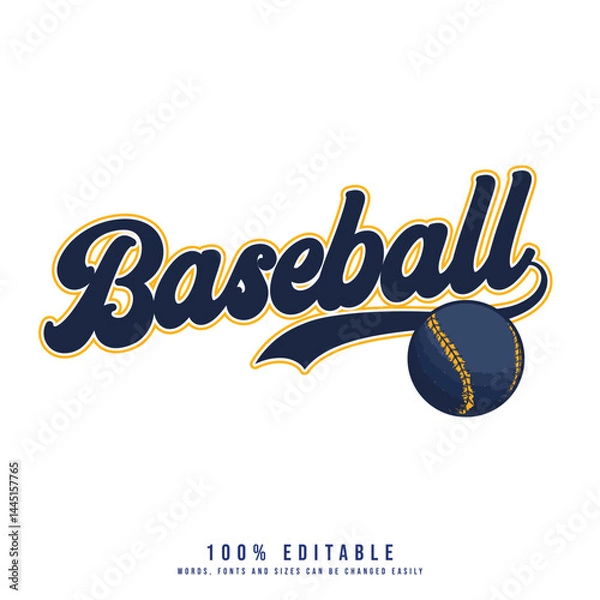 Fototapeta Baseball text effect vector. Editable college t-shirt design printable text effect vector.	