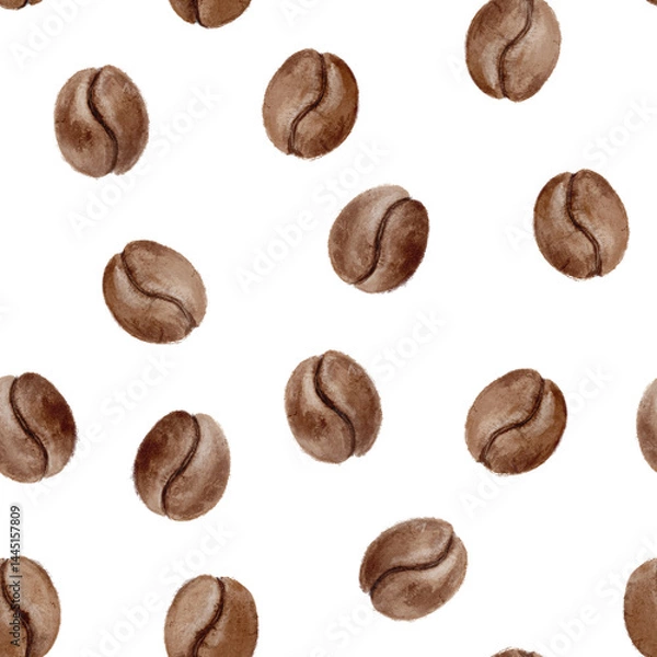 Obraz Watercolor Seamless Coffee beans  Pattern