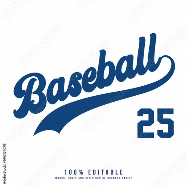 Fototapeta Baseball 25 text effect vector. Editable college t-shirt design printable text effect vector.