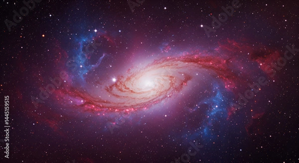 Fototapeta Spiral galaxy with vibrant colors and swirling dust clouds in deep space