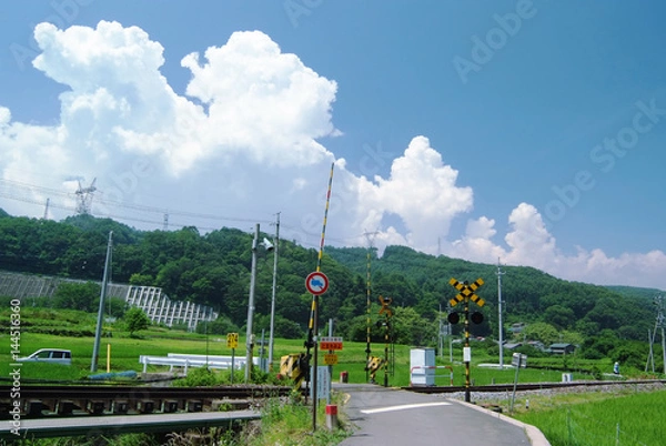Obraz 夏_田舎の踏切
