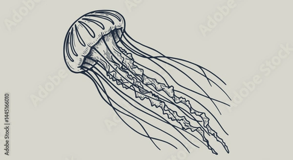Fototapeta "Hand Drawn Vector Illustrations of Animals, Sea Creatures, Fruits, and Fast Food in Bold Ink Style