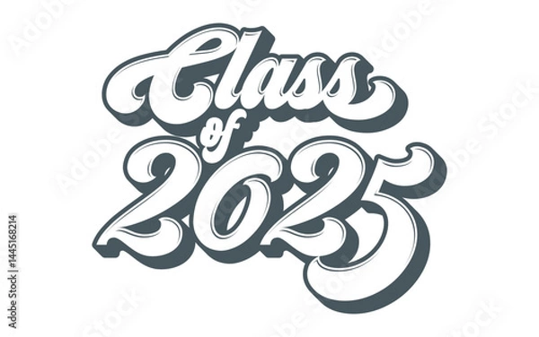 Fototapeta Class of 2025 typography design vector. Text for design, congratulation event, T-shirt, party, high school or college graduate. Editable class of 2025 typography design