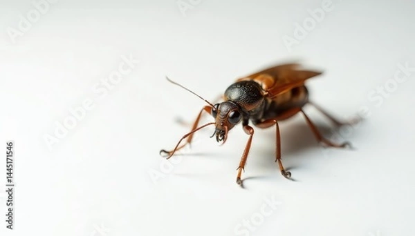 Fototapeta Close-up of single insect on plain white background, graphic, spider, scientific