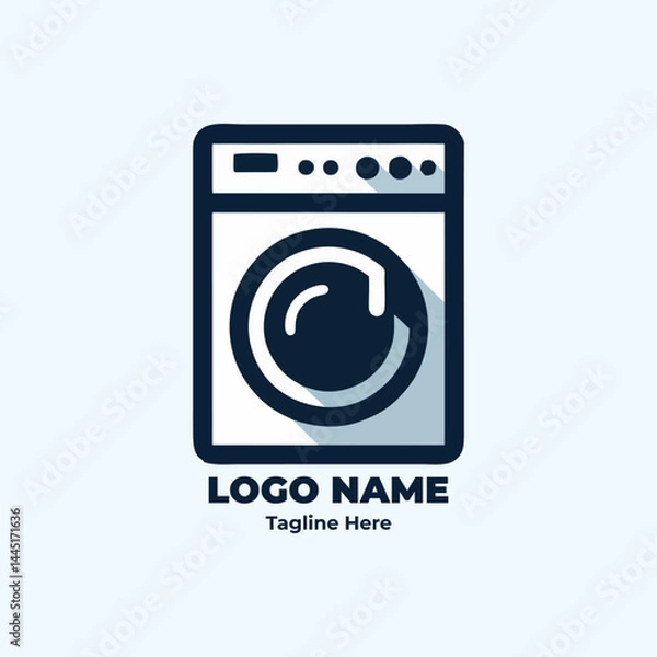 Fototapeta Modern Cleaning Service Logo Featuring Laundry and Soap Elements with Bubble Icons for Brand Identity and Microstock Graphic Resources in Vector Format for Washing Products