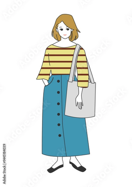 Fototapeta 人物イラスト：おしゃれな女性の全身ポーズ