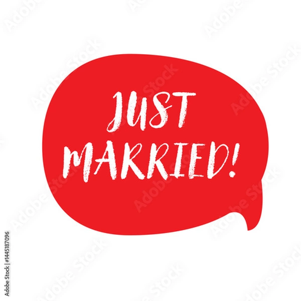 Obraz Just Married message bubble red