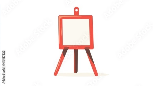Fototapeta Simple red easel with blank white canvas