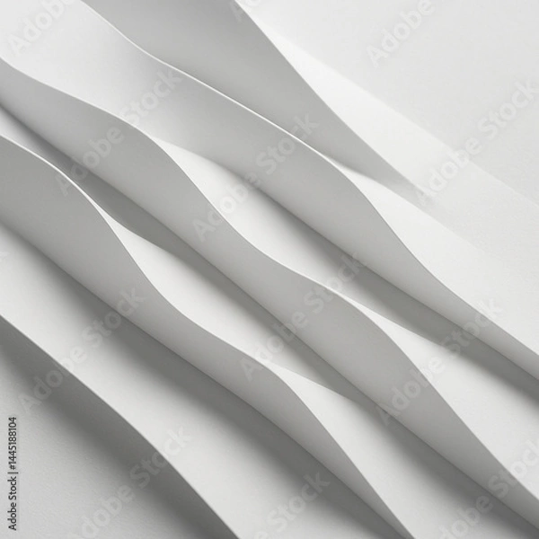 Fototapeta Papierfaltung - Geometrische Wellenform auf weißem Hintergrund Paper Fold - Geometric Waveform on White Backround 