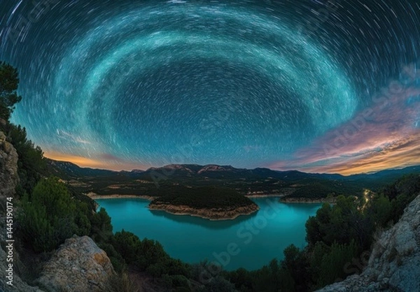 Obraz Starry night over a tranquil lake (1)