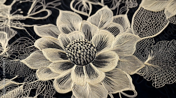 Obraz Delicate lace floral patterns evoke sense of romance, making this backdrop perfect for creating dreamy, charming, and unforgettable mood
