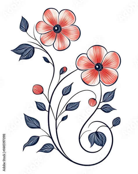 Obraz Floral doodles create feeling of natural beauty and charm, expressing joy and simplicity of hand drawn art, enhancing any project with touch of whimsy
