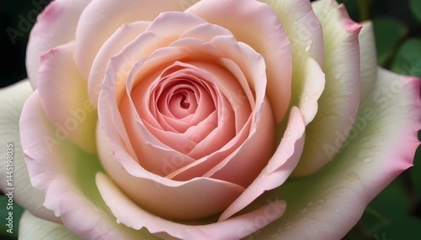 Obraz Beautiful rose in full bloom showcases delicate pink petals and a perfect spiral form.