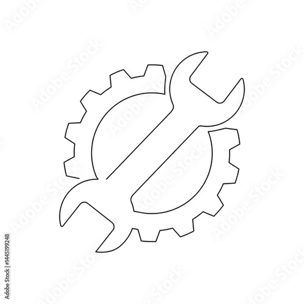 Fototapeta Continuous line drawing of Service tools on white background.