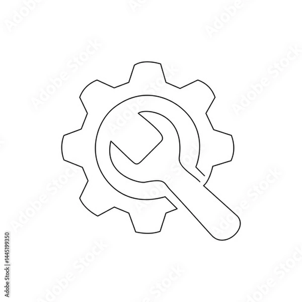 Fototapeta Continuous line drawing of Service tools on white background.