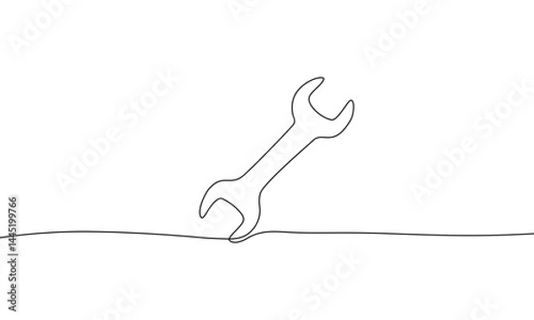 Fototapeta Continuous line drawing of Wrench isolate on white background.