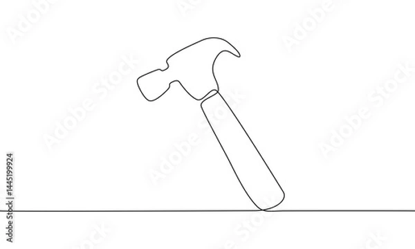 Fototapeta Continuous line drawing of Hammer isolate on white background.