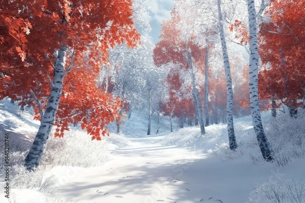 Fototapeta Winter wonderland forest path (1)