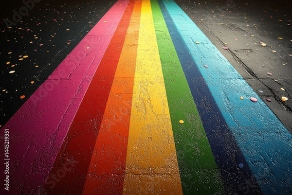 Obraz Colorful rainbow stripes on a textured dark background with vibrant contrast