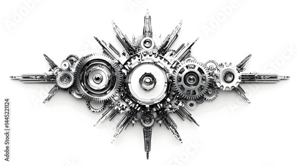 Fototapeta Intricate Clockwork Mechanics   Abstract Futuristic Technology Design