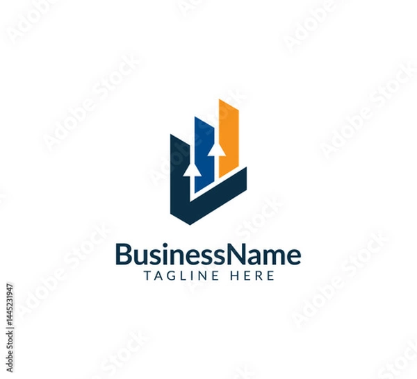 Fototapeta Modern logo mark with letter L and arrow icon bar candlestick for trading, investment, finance, statistic, accounting or marketing business