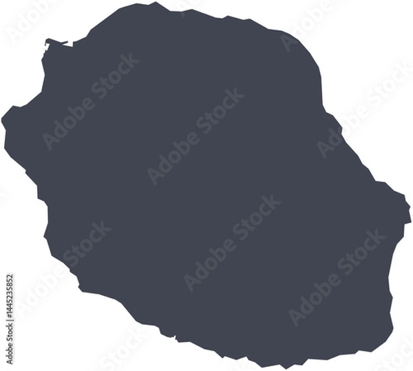 Fototapeta Vector map of Réunion with clearly defined regions and island outline. Dark color scheme with white contours. Perfect for educational, infographic, and professional use.


