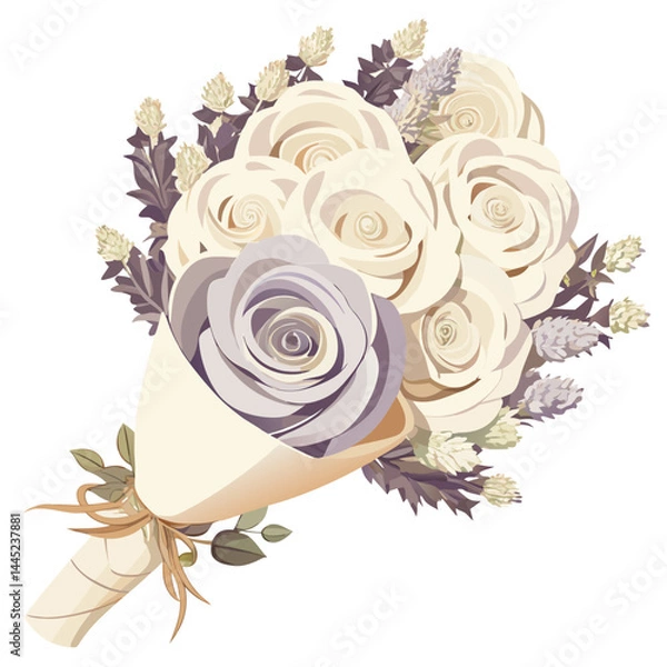 Obraz A bouquet featuring white and lavender roses arranged elegantly.