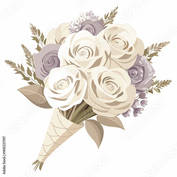 Obraz A bouquet featuring white and lavender roses arranged elegantly.