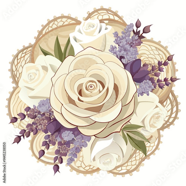 Obraz A bouquet featuring white and lavender roses arranged elegantly.