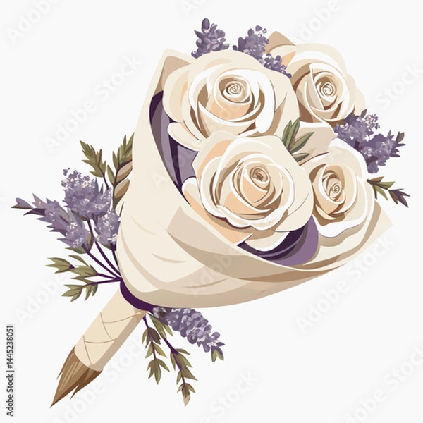 Obraz A bouquet featuring white and lavender roses arranged elegantly.