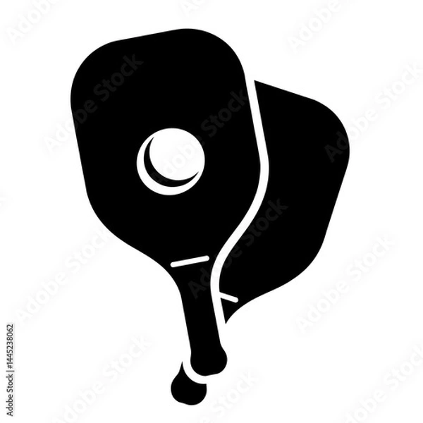 Obraz Paddle and ball silhouette logo on white background, Pickleball design