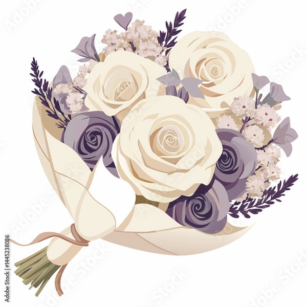 Obraz A bouquet featuring white and lavender roses arranged elegantly.