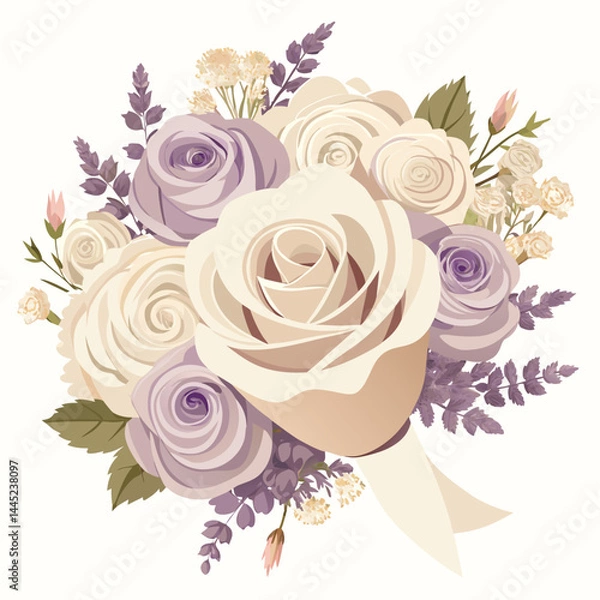 Obraz A bouquet featuring white and lavender roses arranged elegantly.