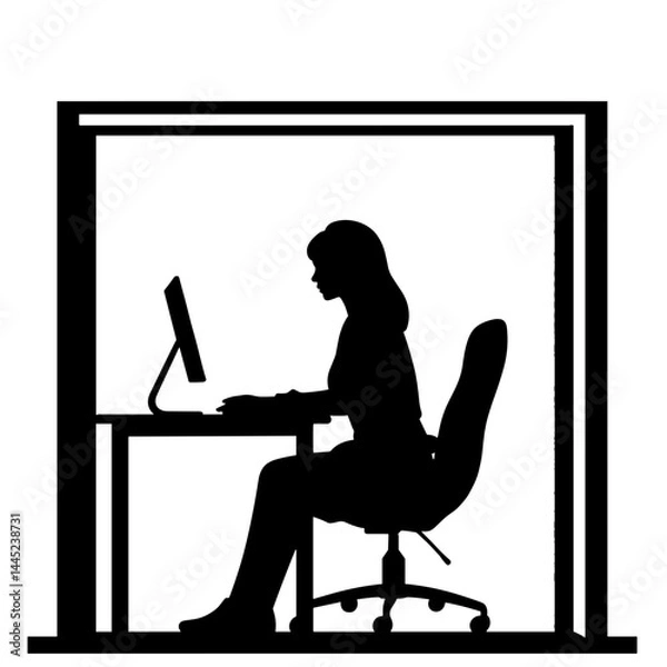 Fototapeta Employee silhouette working at desk in quiet space, neurodiversity concept