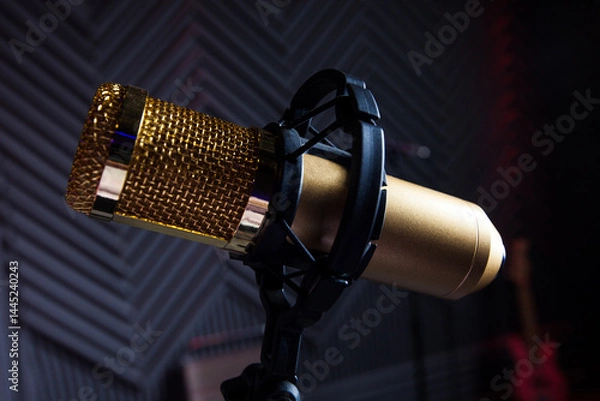 Obraz golden microphone in studio