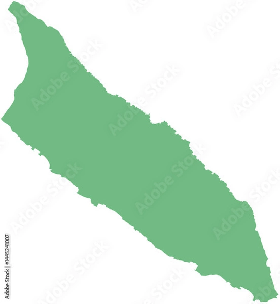 Fototapeta Vector map of Aruba with clearly defined island borders and country outline. Green color scheme with white contours. Perfect for educational, infographic, and professional use.