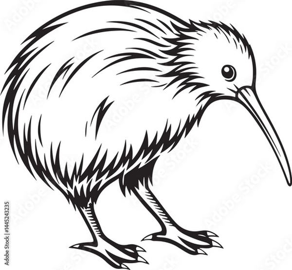 Obraz Kiwi bird silhouette vector style