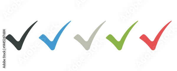 Fototapeta Colored set of check marks on isolated background.Collection of ticks on isolated background.Vector icons.