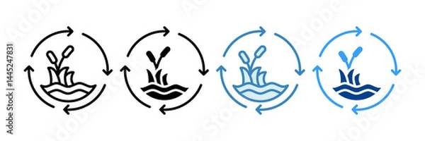 Obraz Wetlands Conservation Icon Set Multiple Style Collection
