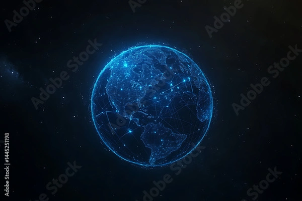 Obraz planet earth in space , binary code technology , glowing sphere on black background	