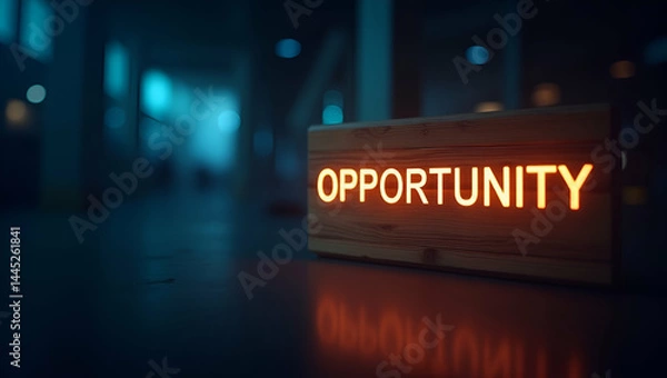 Fototapeta Forward looking career opportunity signage illuminating future pathways growth advancement encouraging professionals explore emerging roles industries in  Photo Stock  Concept  and empty space on the 