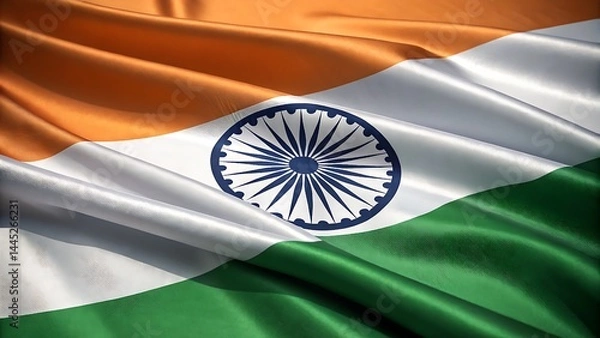 Obraz Close up, India flag in the wind 