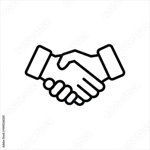 Fototapeta handshake line icon vector on white background.