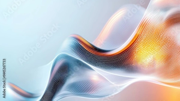 Obraz Abstract digital waves with glowing orange and blue hues create a modern visual sensation.