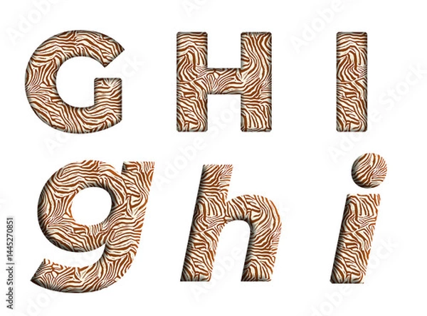 Fototapeta zebra print G, H, I word alphabet letter text english font  