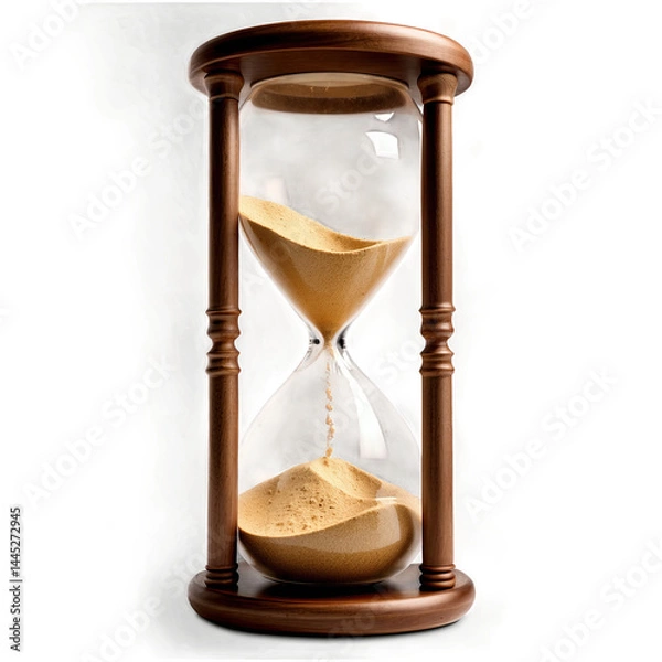 Fototapeta A classic hourglass captures the fleeting nature of moments. The warm tones of the sand and wood create a contemplative mood.
