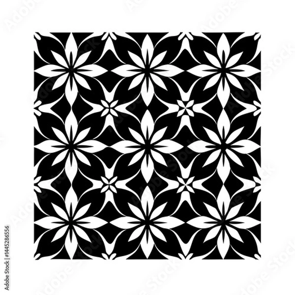 Fototapeta Vector Cute Ornamental Seamless Pattern. Geometric Flower Stylish Texture. Vector Floral Ornamental Seamless Pattern. Geometric Flower Stylish Texture. Abstract Retro Tile Texture.
