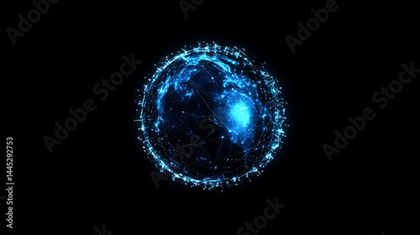 Obraz planet earth in space , binary code technology , glowing sphere on black background	