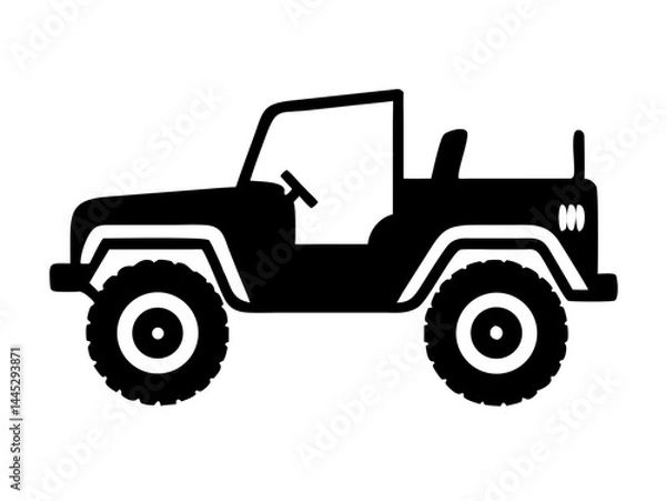 Fototapeta Open Top Off Road Vehicle Silhouette Icon Jeep Style 4x4